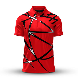 Red Black Sport Pattern 2026 Men Polo Shirt