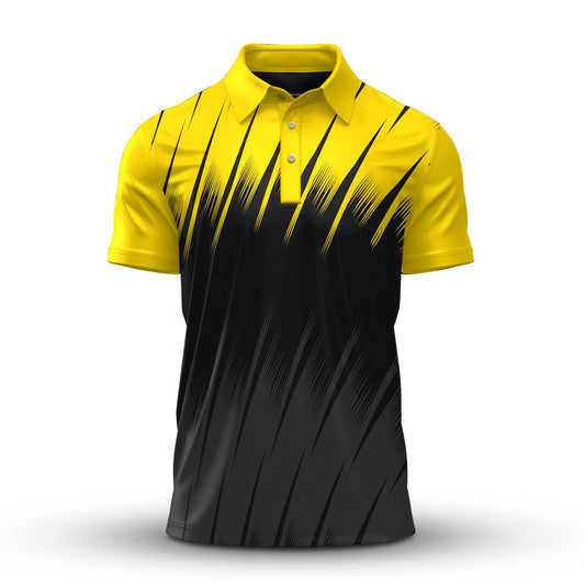 Black Yellow Sporty Pattern 2026  Men Polo Shirt