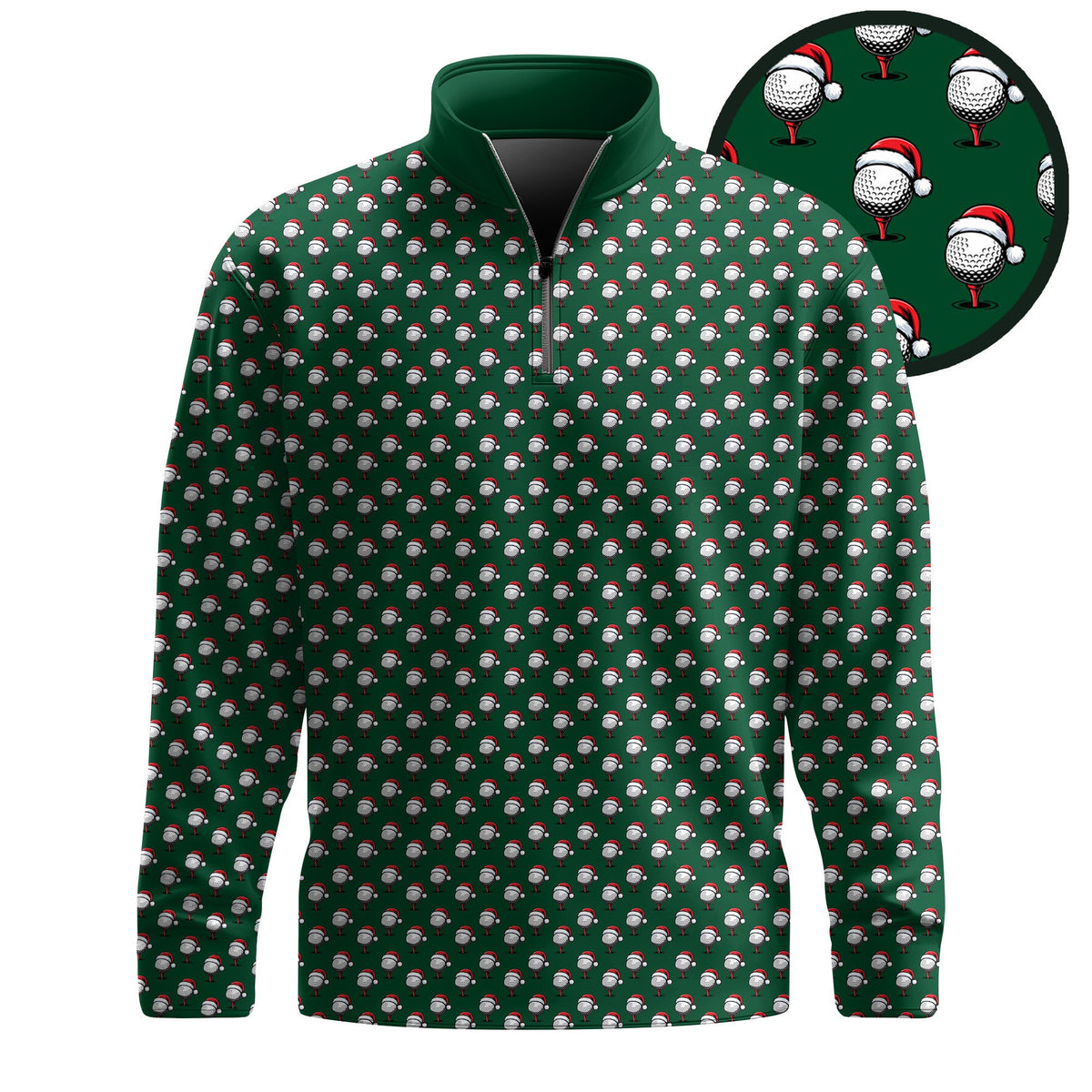 Christmas Golf Ball Seamless Pattern Men Quarter-Zip Pullover