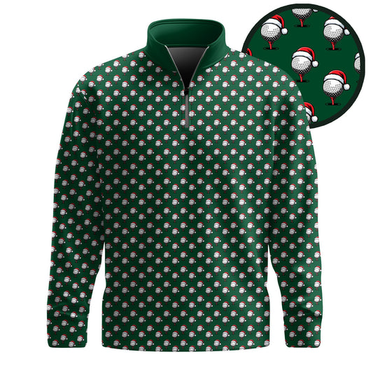 Christmas Golf Ball Seamless Pattern Men Quarter-Zip Pullover