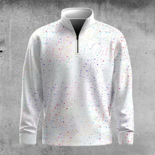 Color Paint Point  Men Quarter-Zip Pullover