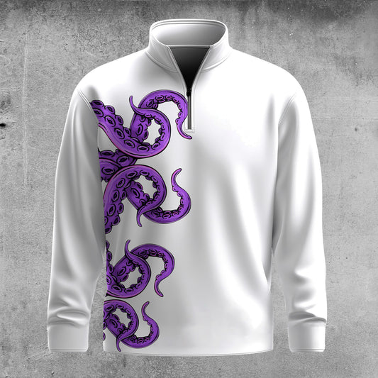 Purple Octopus Spout Men Quarter-zip Pullover