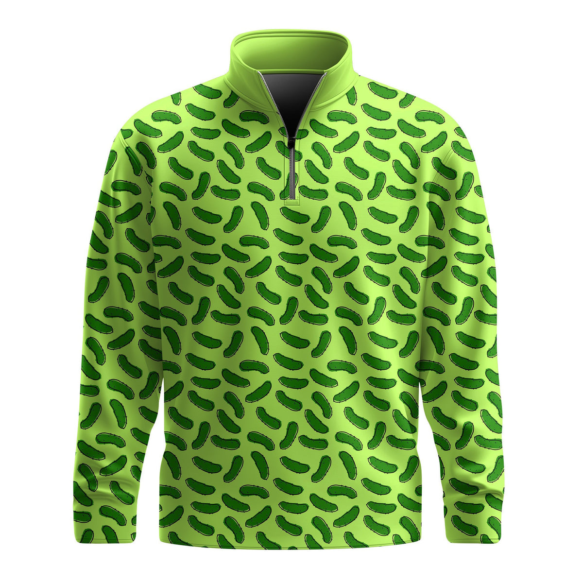 Cucumber Green Seamless Pattern Men Quarter-zip Pullover