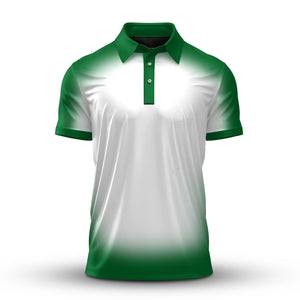 Gradient Green And White  Men Polo Shirt