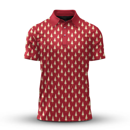 Red Christmas Tree Men Polo Shirt