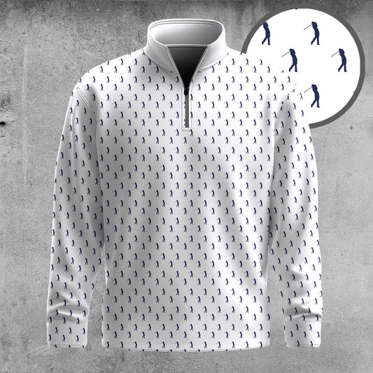 White Blue Golf Players 2026  Men Quarter-zip Pullover