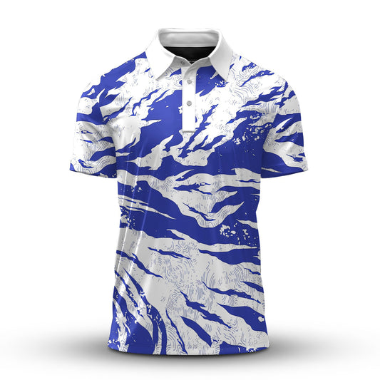 2026  Tear Blue White Men Polo Shirt