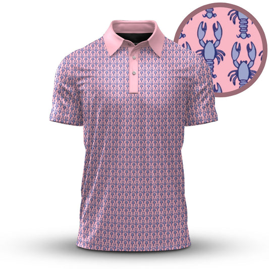PINK Blue Lobster Pattern 2026  Men Polo Shirt