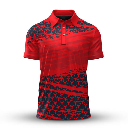 2026  Red Black Dynamic Sport Pattern Men Polo Shirt