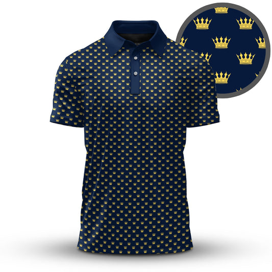 Blue Yellow King Crown  Men Polo Shirt