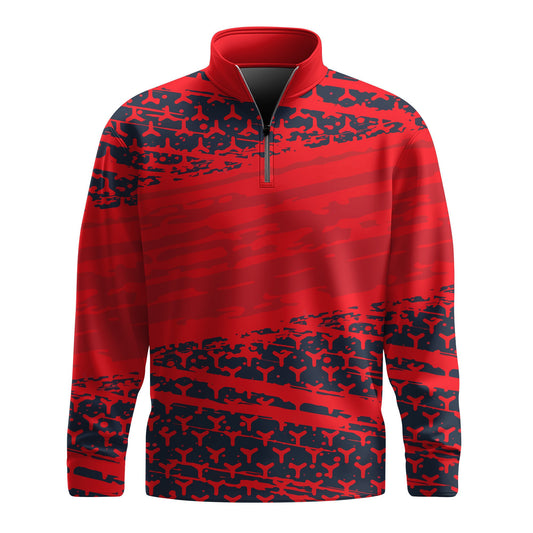 2026  Red Black Dynamic Sport Pattern Men Quarter-zip Pullover