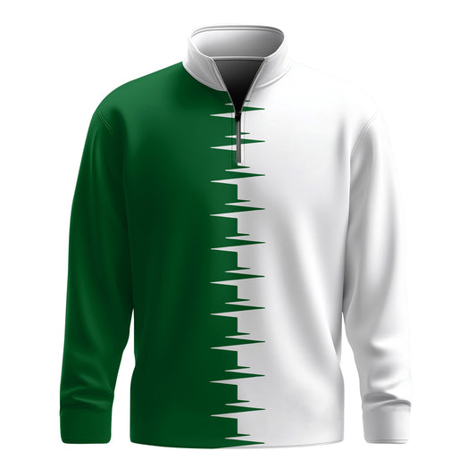 Half Green  Men Quarter-zip Pullover
