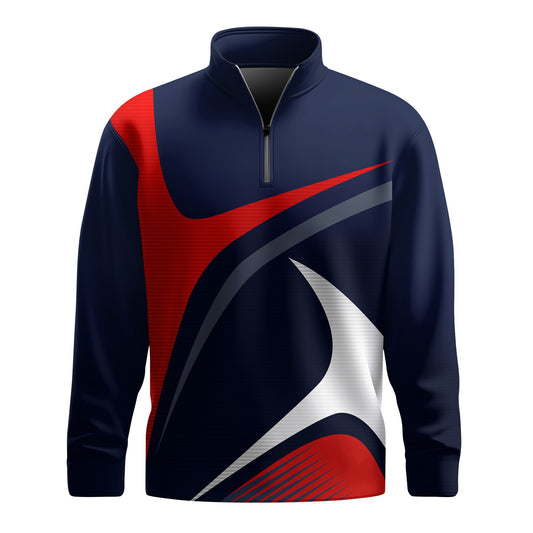 Sporty Golf Red Blue White  Men Quarter-zip Pullover