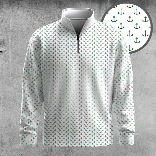 White Anchor  Men Quarter-zip Pullover