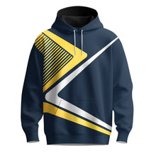 Blue Yellow Sporty Design Men Hoodie