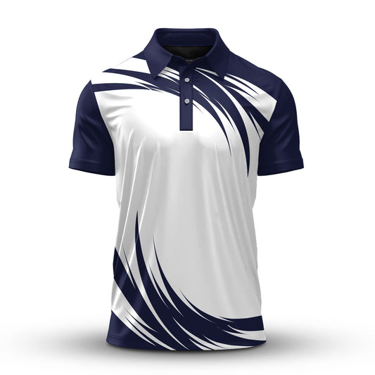 Blue Eddy White  Men Polo Shirt