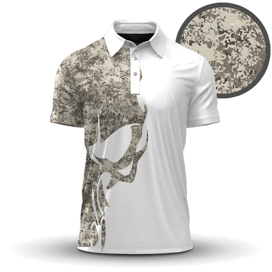 Skull Camo White Men Polo Shirt