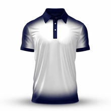 Gradient Blue And White Men Polo Shirt