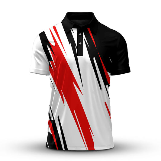 Black White Red 2026  Sporty Pattern Men Polo Shirt