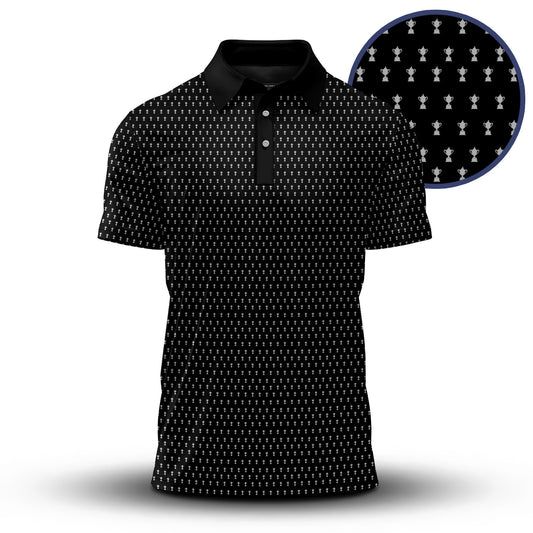 2027  Trophy Pattern Black Men Polo Shirt