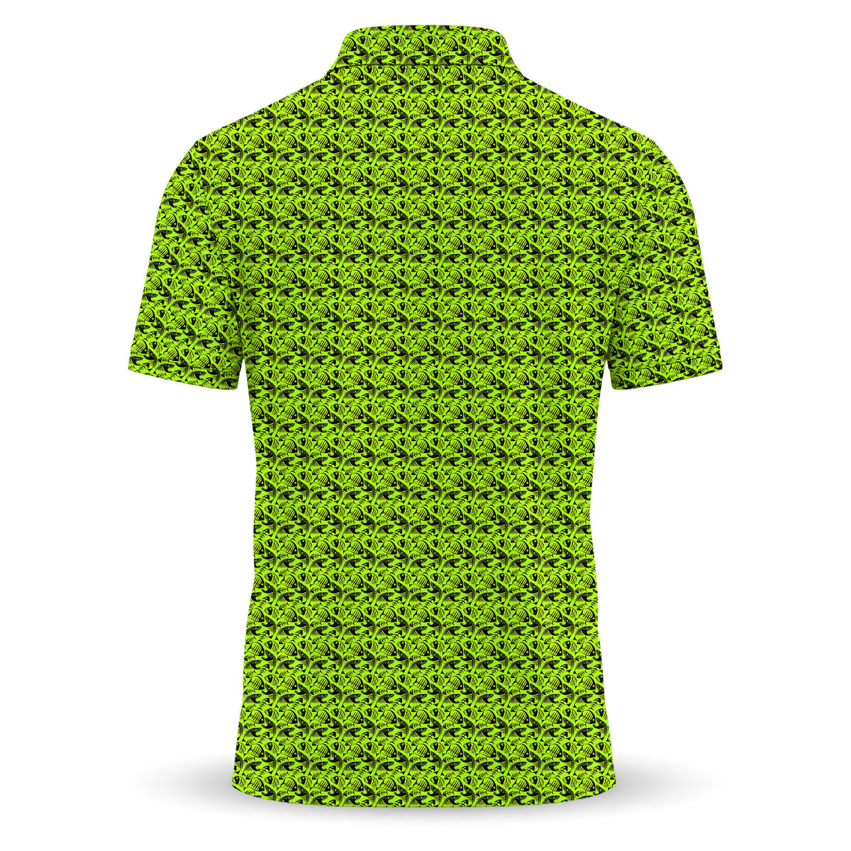 Fish Bone Pattern Neon Men Polo Shirt