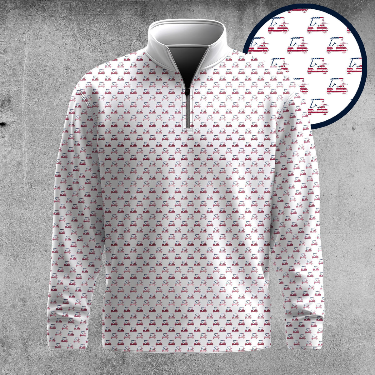 America Golf Cart Pattern 2026  Men Quarter-zip Pullover