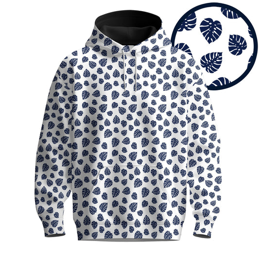 Blue White Pothos  Men Hoodie