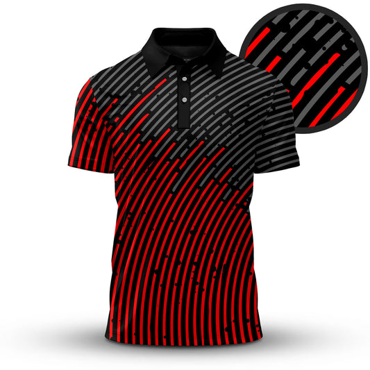 Circular Pattern Black Red 2026 Men Polo Shirt
