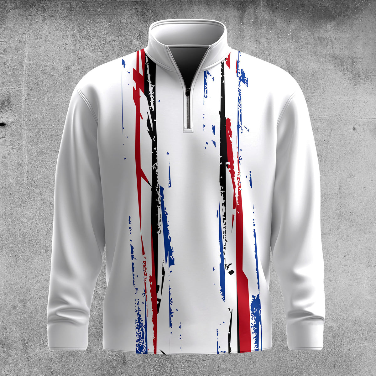 2026  White Black Blue Red Pattern Men Quarter-zip Pullover