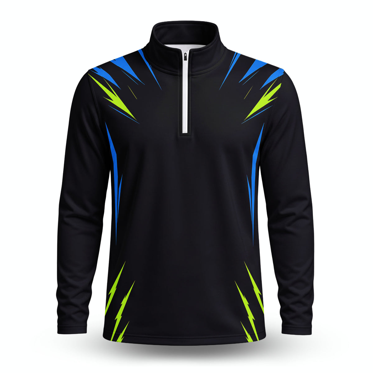 Black  Neon Pattern Men Quarter-zip Pullover