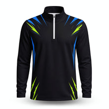 Black  Neon Pattern Men Quarter-zip Pullover
