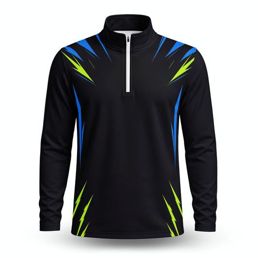Black  Neon Pattern Men Quarter-zip Pullover
