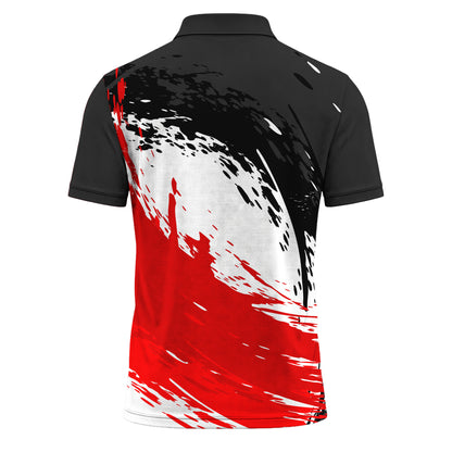 Red Black Paint Sporty 2027 Men Polo Shirt