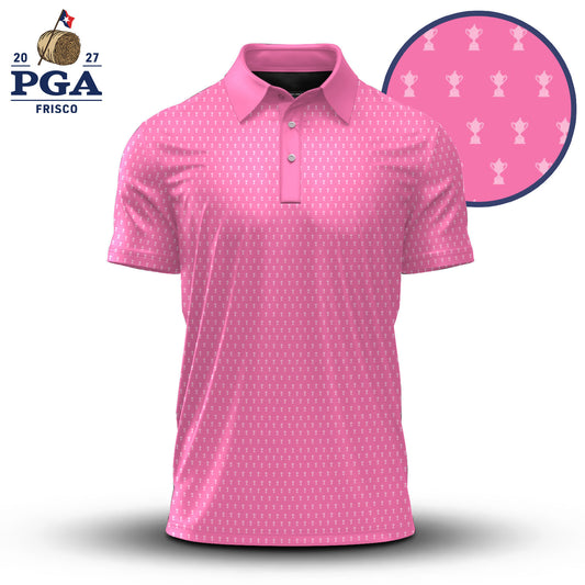 2027  Trophy Pattern Pink Men Polo Shirt