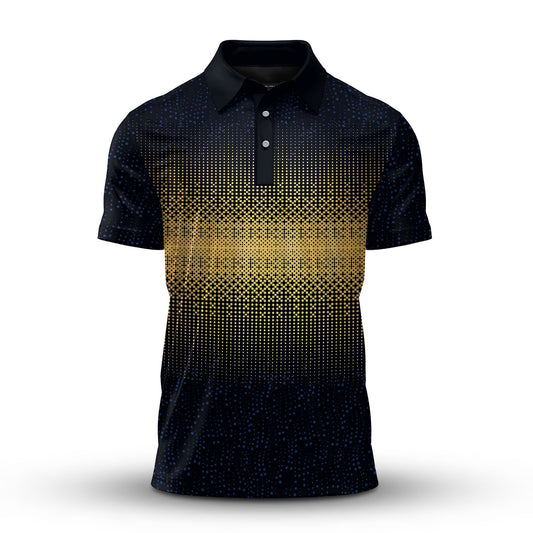 Gradient Blue Gold Men Polo Shirt