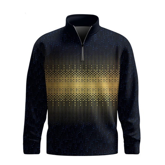 Gradient Blue Gold Men Quarter-zip Pullover