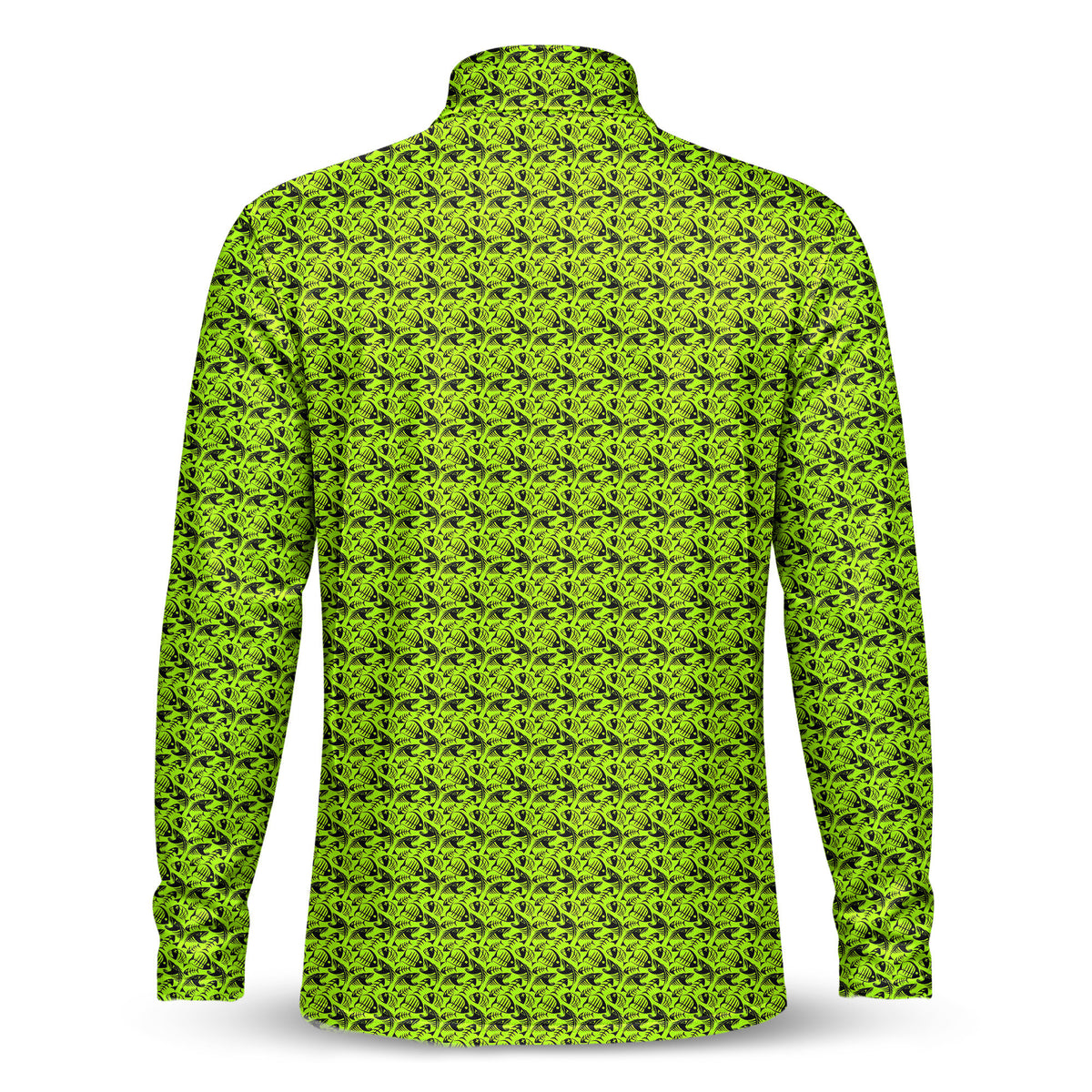 Fish Bone Pattern Neon Men Quarter-zip Pullover