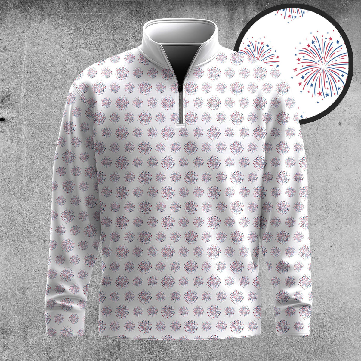 Firework Pattern Men Quarter-zip Pullover