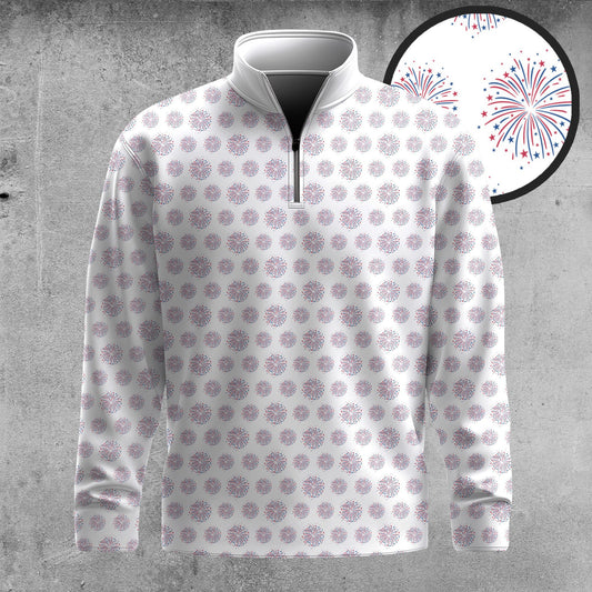Firework Pattern Men Quarter-zip Pullover