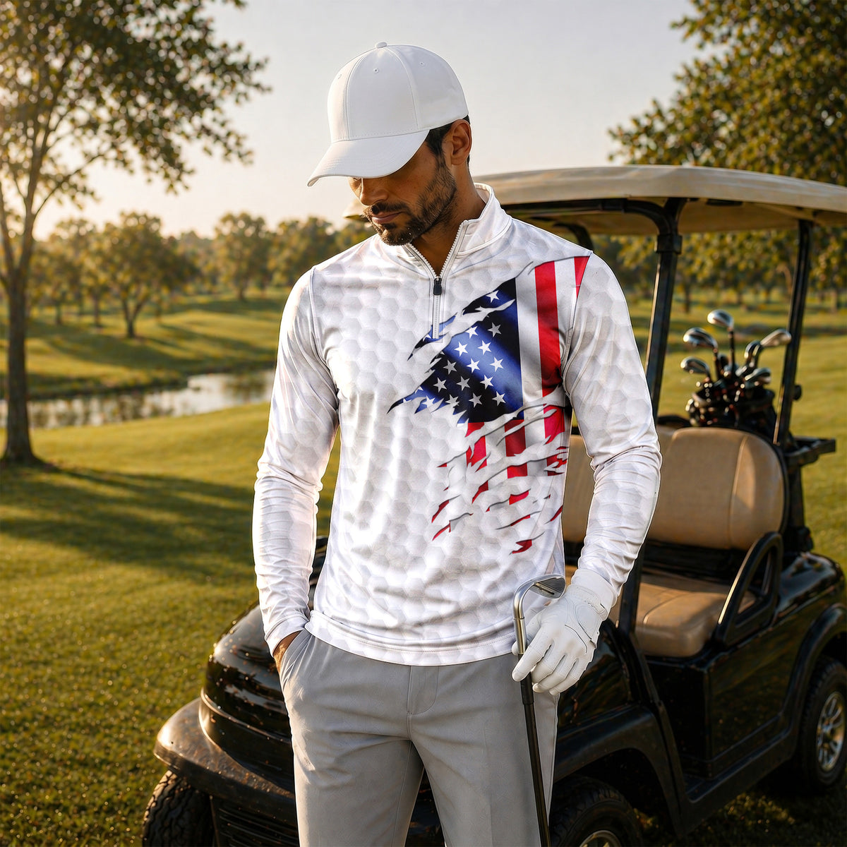 Golf Flag American 2027  Men Quarter-zip Pullover