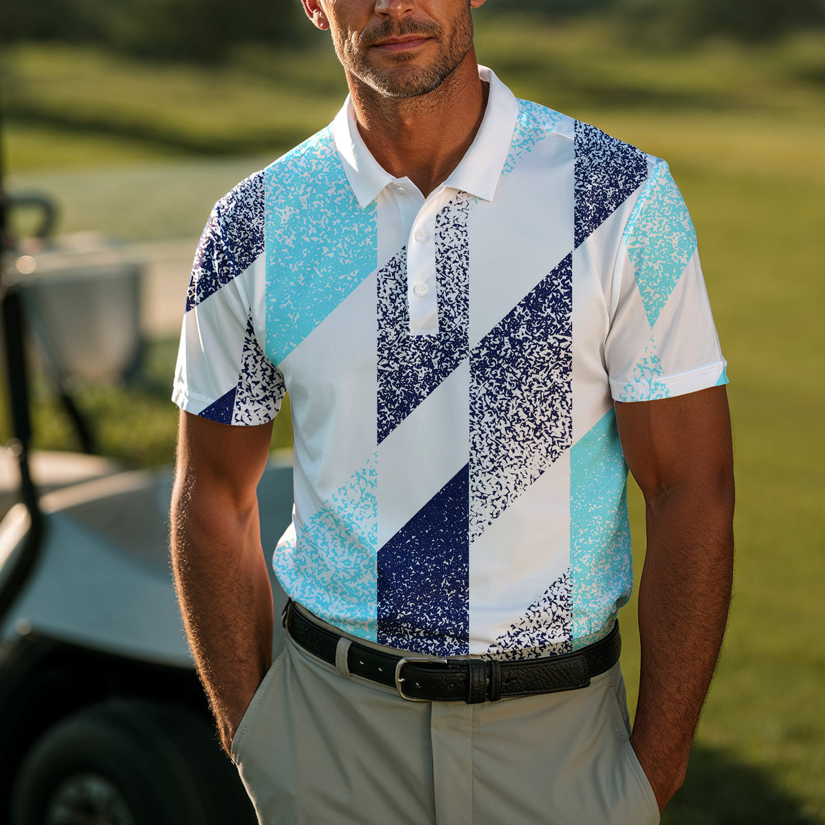 Cyan Dark Blue 2027  Men Polo Shirt