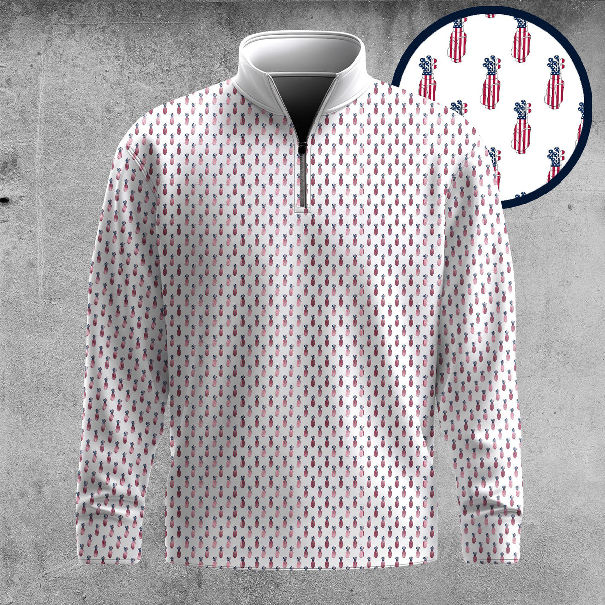 America Golf Gear Pattern 2026  Men Quarter-zip Pullover