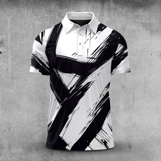 2027 Black Paint White Men Polo Shirt