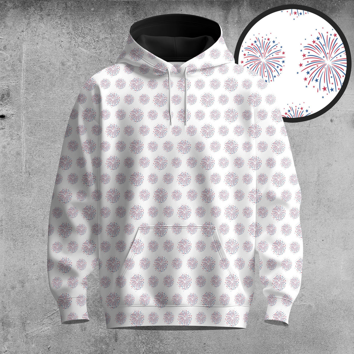 Firework Pattern Men Hoodie