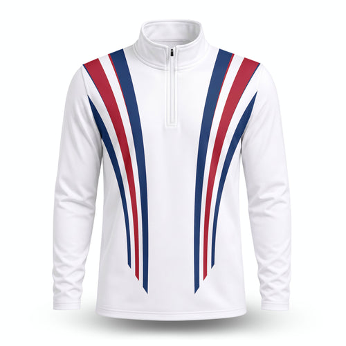 2026  Red Blue Lines White Men Quarter-zip Pullover