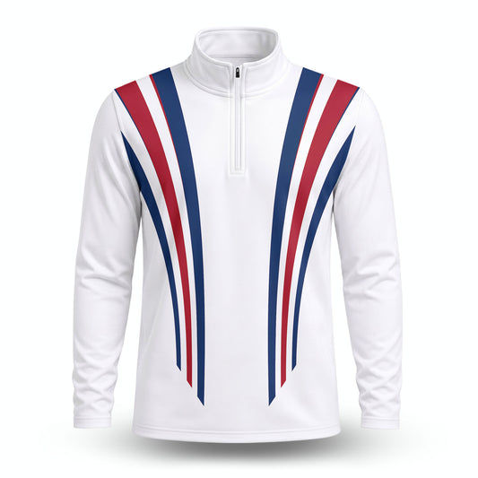 2026  Red Blue Lines White Men Quarter-zip Pullover