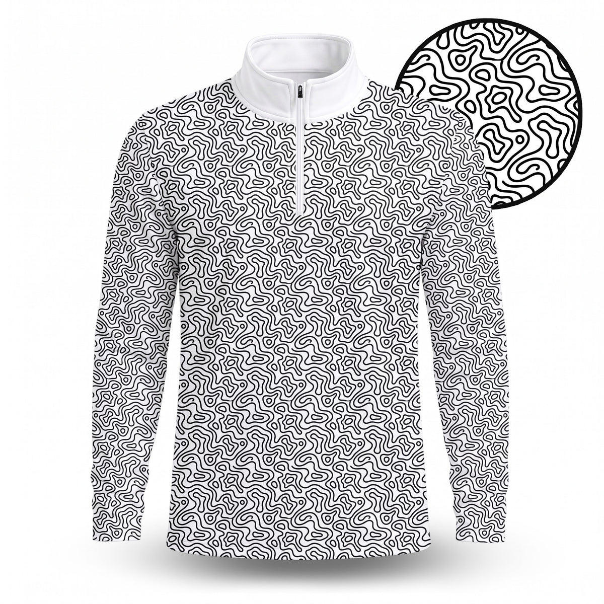 Golf Coure Black And White Pattern Men Quarter-zip Pullover