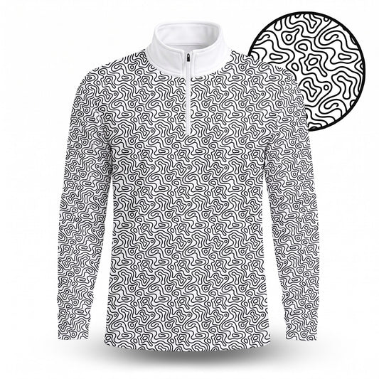Golf Coure Black And White Pattern Men Quarter-zip Pullover