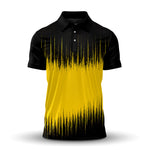 Black And Yellow Sporty Pattern  Men Polo Shirt