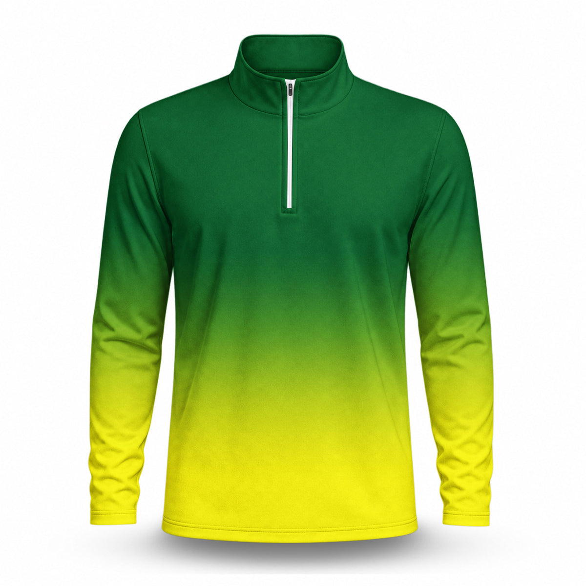 Gradient Green Yellow Men Quarter-zip Pullover MK New
